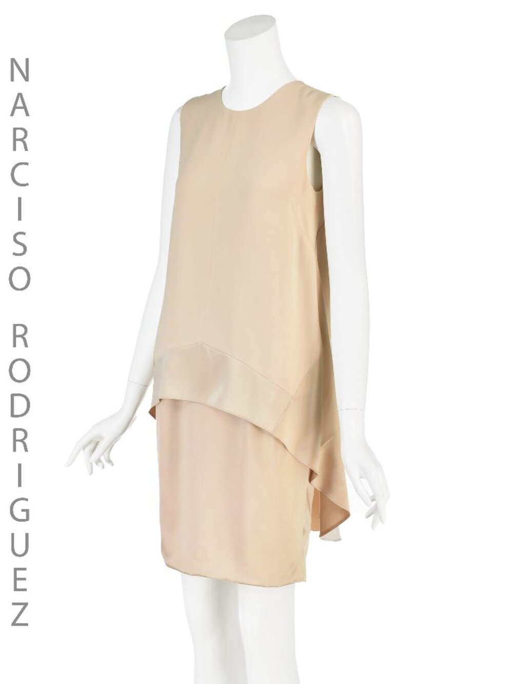 NARCISO RODRIGUEZ Pale Peach Silk Two-Tiered Cocktail Dress SZ 4